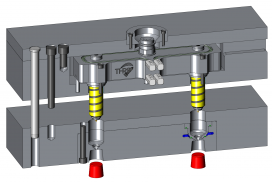 3D hot runner open 2 drop & plate